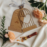 Birdcage Wedding Save the Date Wooden