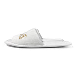White bride and bridesmaid slippers for wedding with elegant embroidery for comfort and style