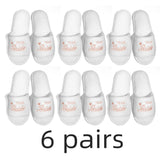Set of 6 pairs of bride and bridesmaid slippers for wedding with elegant designs