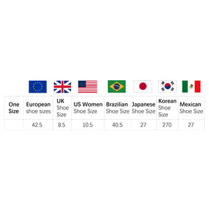 Size chart for bride and bridesmaid slippers for wedding showing various international shoe size conversions