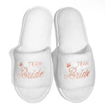 Team Bride Slippers in White for Bride and Bridesmaid Slippers for Wedding Comfort