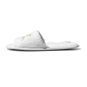 White fluffy bride and bridesmaid slippers for wedding with elegant design for comfort and style