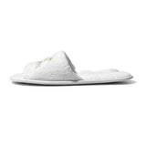 White fluffy bride and bridesmaid slippers for wedding with elegant design for comfort and style