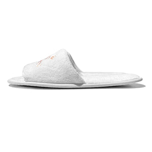 Soft White Bride and Bridesmaid Slippers for Wedding with Elegant Embroidery Detail