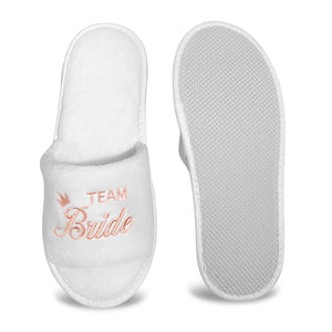 Forevermore Momentos Bride and Bridesmaid Slippers for Wedding with Team Bride Embroidery in White