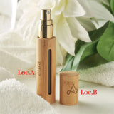 Custom bridesmaid perfume bottle made of bamboo with elegant design and golden spray nozzle