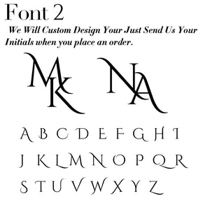 Font samples for custom men's stainless steel cufflinks personalization with initials design options