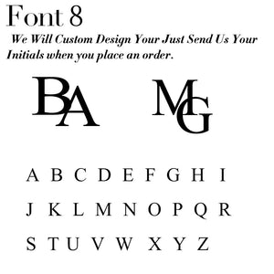 Custom men's stainless steel cufflinks design example showcasing personalized initials in elegant font