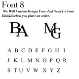 Custom men's stainless steel cufflinks design example showcasing personalized initials in elegant font