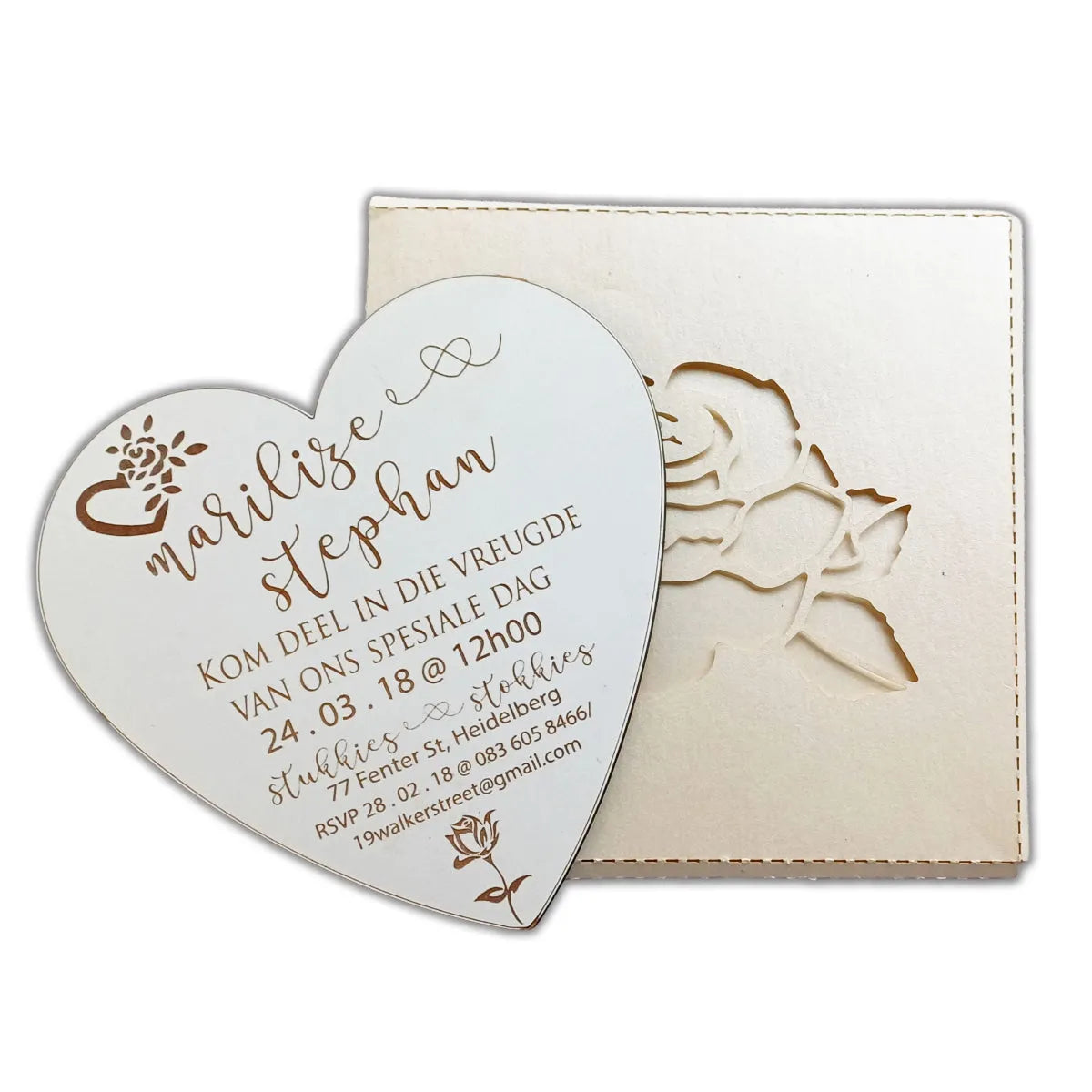 Heart-Shaped Wedding Invitation with Elegant Laser Cut Sleeve