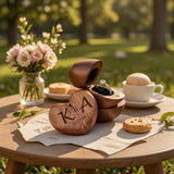 Personalized heart wood ring box with engraved initials and date, perfect for special moments