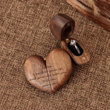 Personalized heart wood ring box in heart shape with custom engraving for unique proposal moments