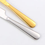 Personalized wedding cake cutting set with elegant gold and silver stainless steel utensils