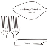 Personalized wedding cake cutting set with engraved names and dates to celebrate your special day