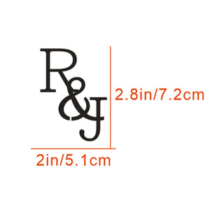 Personalized wedding drink tags featuring elegant initials R and J for a custom touch