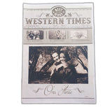 Personalized wedding newspaper featuring a vintage-style wedding photo and custom headlines