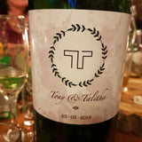 Personalized wine labels wedding with initials and names with wedding date