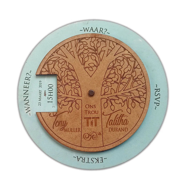 Forevermore Momentos Rotatable Wooden Wedding Invite