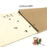 Rustic wood wedding guest book with heart-shaped cutouts and soft cover for memorable messages