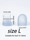 Size L transparent heel caps for weddings, designed for heels measuring 15-16mm in diameter