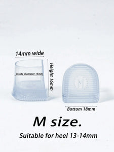 M size transparent heel caps for weddings designed to fit heels measuring 13-14mm wide