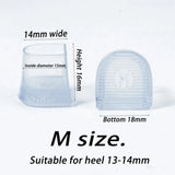 Transparent heel caps for weddings in M size, designed for heels 13-14mm wide and providing stability