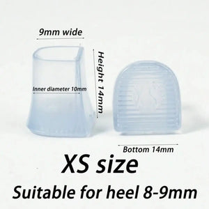 Transparent heel caps for weddings in XS size, designed for heels 8-9mm wide