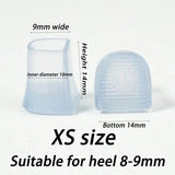 Transparent heel caps for weddings in XS size, designed for heels 8-9mm wide
