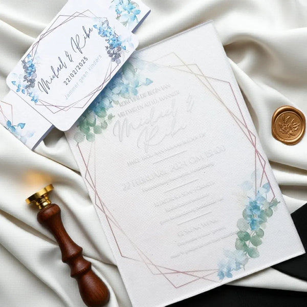 Elegant Acrylic Wedding Invitations with Floral Design
