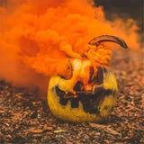 Halloween pumpkin with orange smoke, ideal for wedding party smoke bomb props photography