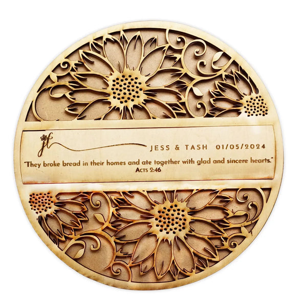 Wedding Sunflower Underplate with Custom Engraving
