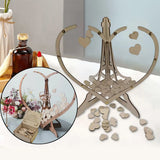 Wooden heart wedding guest book display stand with heart-shaped signing pieces for memorable guest messages