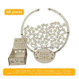Wooden tree guest book alternative with decorative leaves for wedding memories and guest messages
