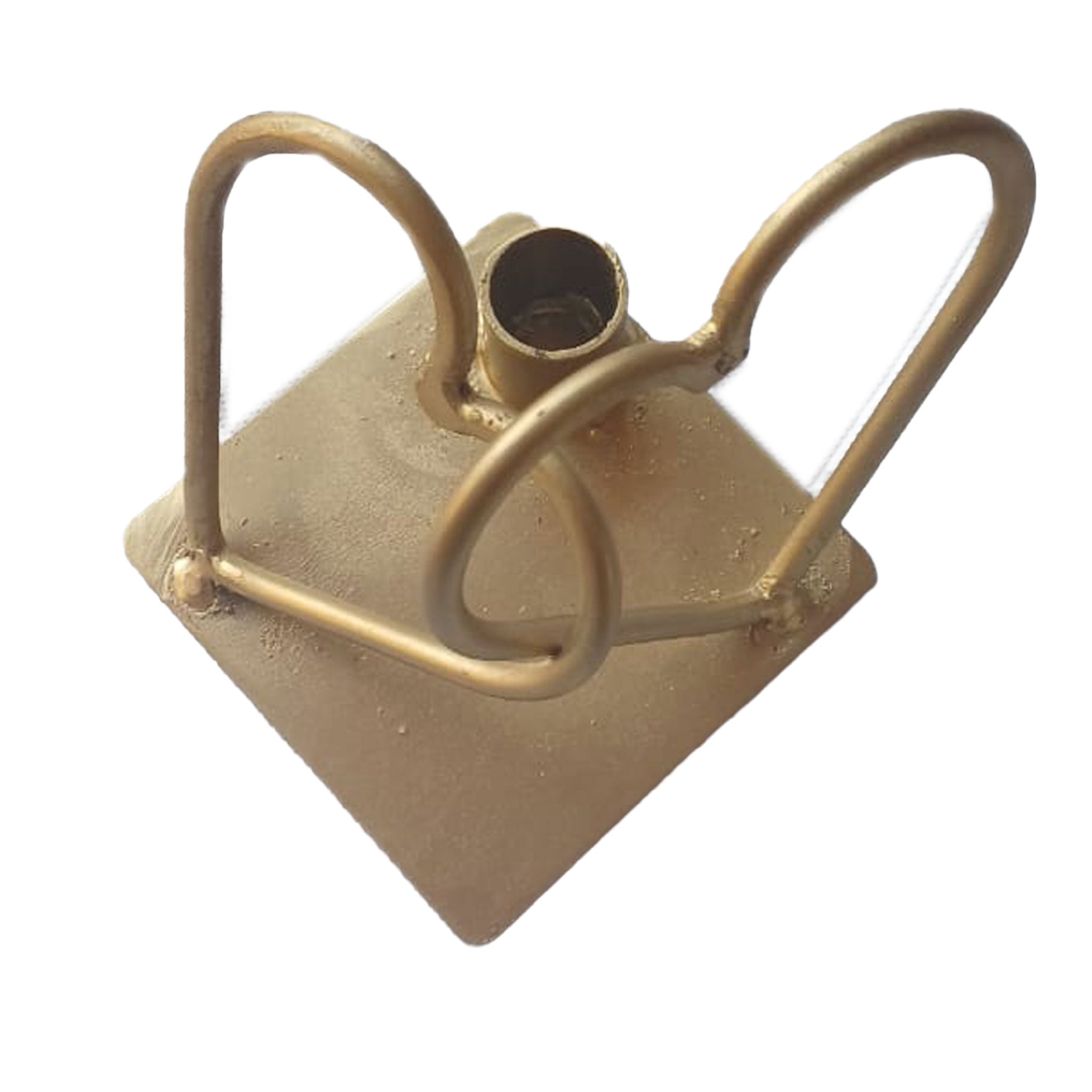 Forevermore Momentos wrought iron double heart candle holder with gold finish and square base